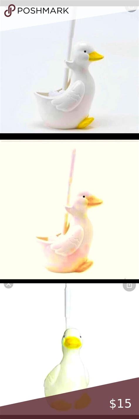 Sun Art White Ceramic Cute Duck Toilet Brush Holder Great Quali In