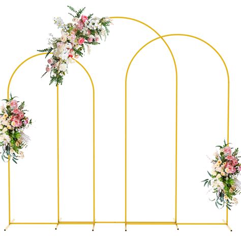 Wokceer Wedding Arch Backdrop Stand 8ft 72ft 66ft Set Of 3 Gold