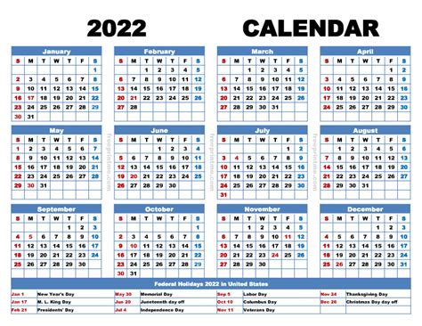 Full Year Calendar School Calendar Holiday Calendar Blank Calendar