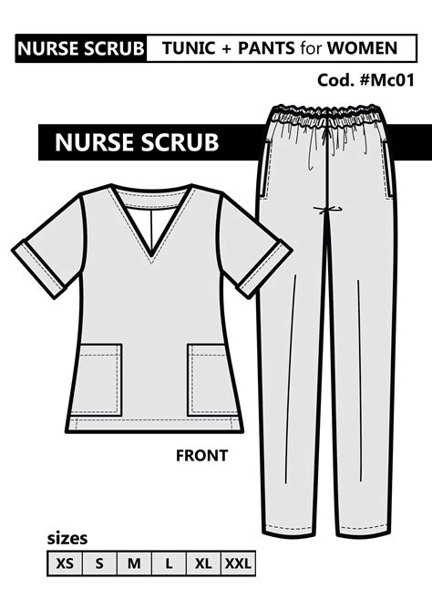 complete nurse scrubs pdf sewing pattern for women and youtube sewing video sizes xs to xxl