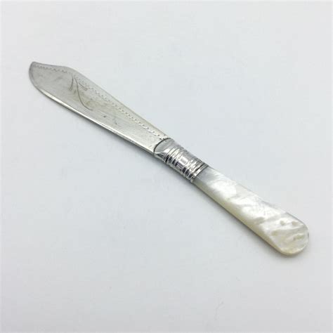 Antique Silver Plated Butter Knife Mother Of Pearl Handle Etsy