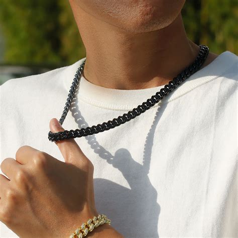 10mm Miami Cuban Chain In Black Gold For Mens Necklace Krkc Krkcandco