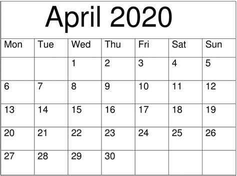 Blank April 2020 Calendar With Different Design Pretty Calendar