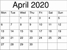 Blank April 2020 Calendar With Different Design - Pretty Calendar