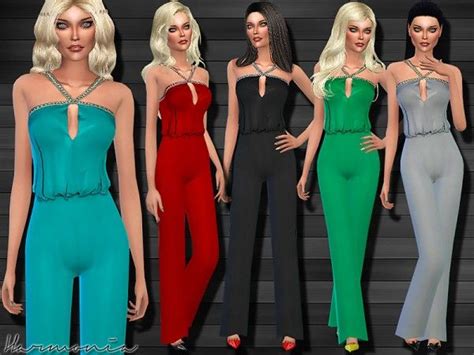The Sims Resource Embellished Angled Strap Jumpsuit By Harmonia • Sims