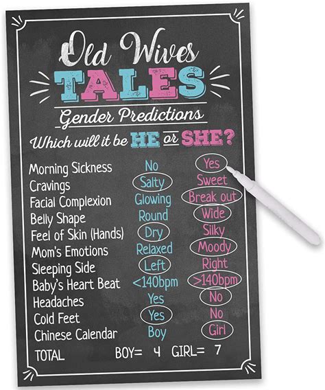 old wives tales gender reveal digital printable board paper and party supplies party décor