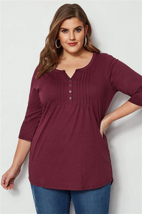 Burgundy Purple Pintuck Jersey Top Plus Size 16 To 36 Yours Clothing