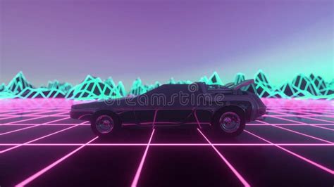 Retro Futuristic 80s Style Looping Animation With Night City Background