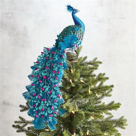 Glittered Peacock Tree Topper Pier 1 Peacock Christmas Tree Unique