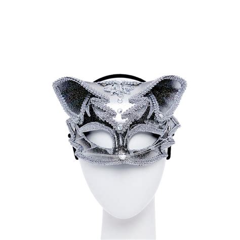 Silver And Black Jewelled Cat Masquerade Mask Party Delights