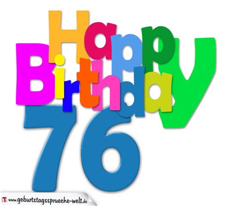76 Geburtstag Happy Birthday Geburtstagskarte Mit Bunten Buchstaben