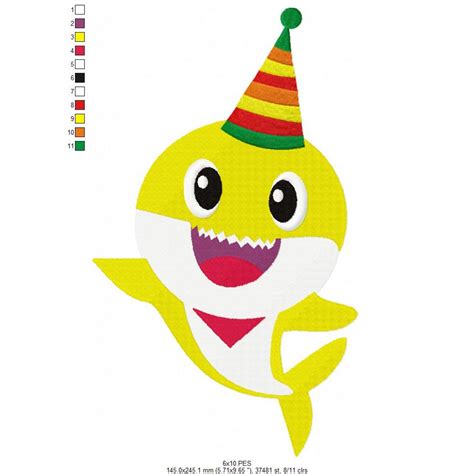 Editable baby shark birthday party coloring pages baby. Baby Shark Family Birthday Embroidery Design