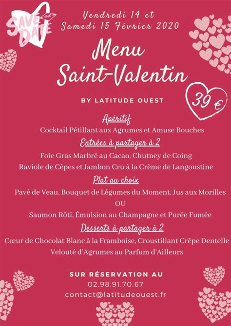 restaurant menu saint valentin latitude ouest Latitude Ouest Hôtel Restaurant Spa
