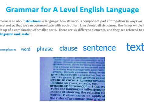 Grammar Guide A Level English Language Teaching Resources