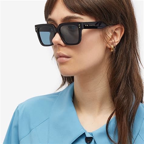 gucci eyewear gg1084s sunglasses havana and light blue end se