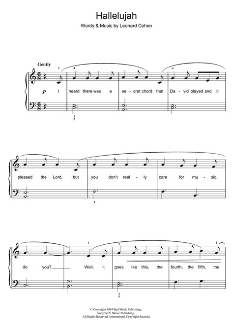 Hallelujah Easy Piano Sheet Music Free Printable Printable Templates