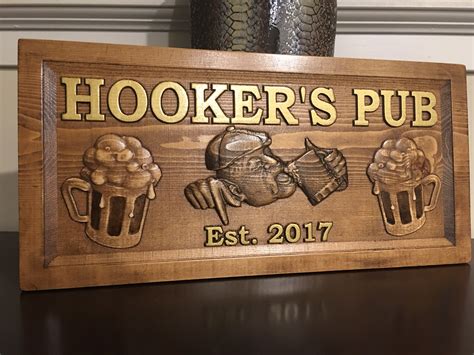 Wood Carved Personalized Bar Sign Or Pub Sign Man Drinking Beer Aj