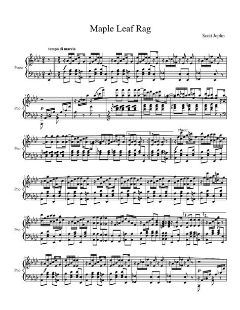 Maple Leaf Rag Scott Joplin Sheet Music Download Free In Pdf Or Midi