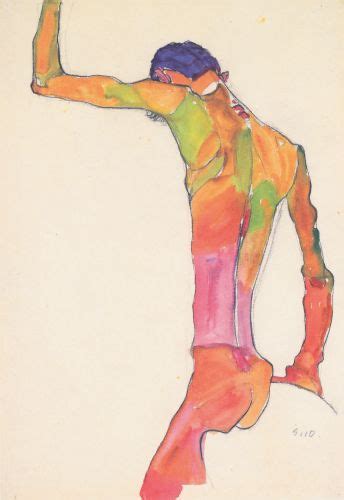Male Nude With Raised Arm By Egon Schiele Fine Art Print