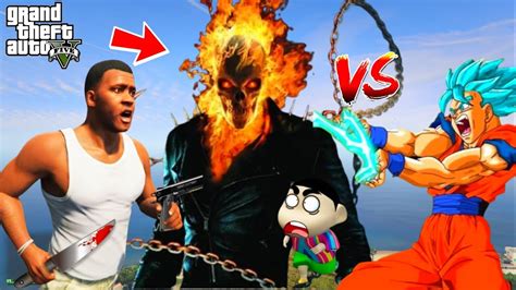 Goku And Avengers Fight Ghost Rider For Franklin Shinchan And Chop In Gta