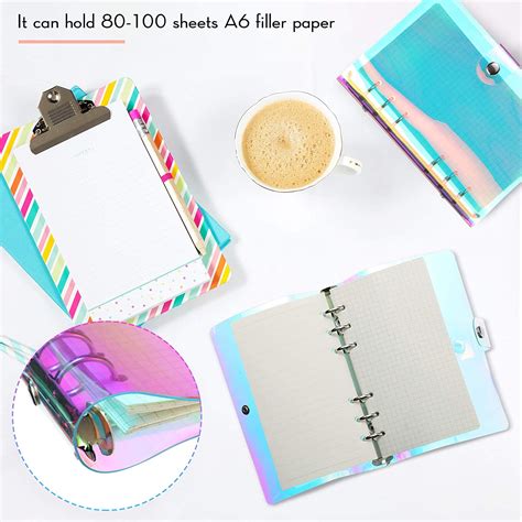 Wholesale 6 Pieces Rainbow Clear Notebook Binders 6 Ring Planner Binder