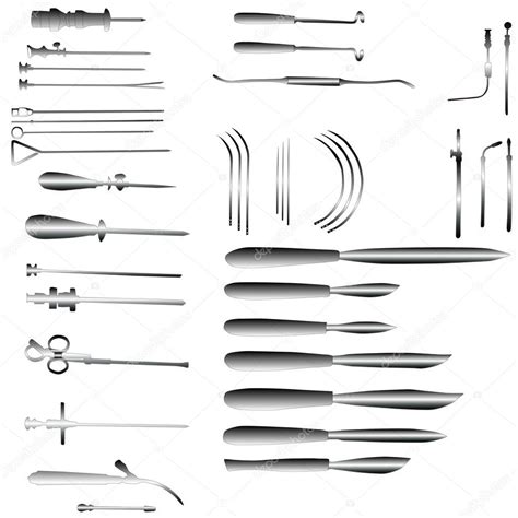 Illustration With Collection Of Surgical Instruments — Stock Vector