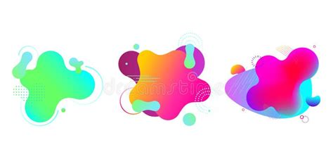 Gradient Fluid Shapes Isolated On White Colorful Spots Backgrounds