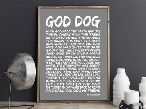 Dog Print God Dog Poem Typography Art Print Inspirational Etsy