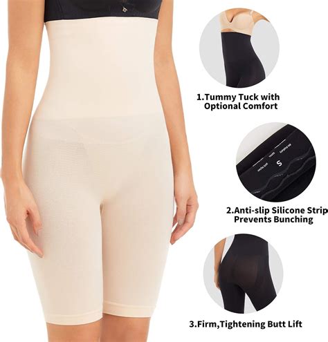 Cohtb High Waist Body Shaper Plus Size Seamless Tummy Control Shapewear Butt Lifter Mid Thigh