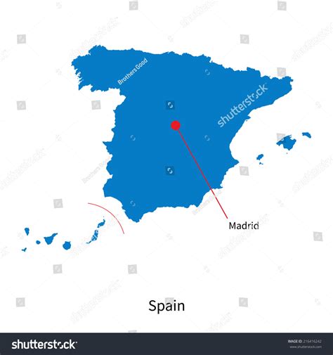 Detailed Map Spain Capital City Madrid Stock Illustration 216416242