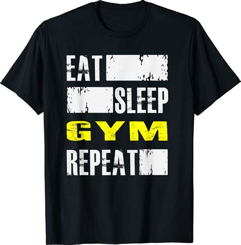 Eat Sleep Gym Repeat Funny Workout Fitness T Shirt Uk Fashion