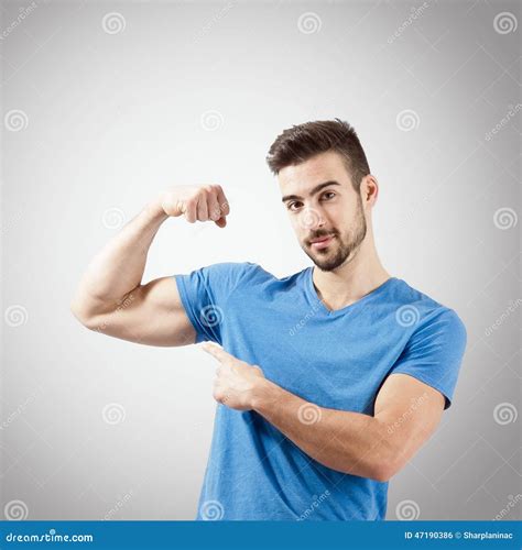Young Man Flexing Biceps Arm Muscle Portrait Stock Photo Image 47190386