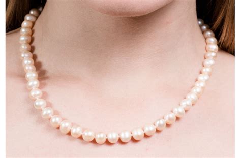 Single Strand Peach Freshwater Pearl Necklace 8mm Pearl Rack