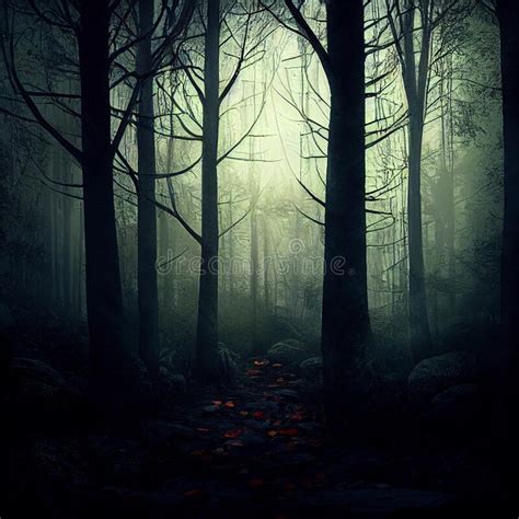 Gloomy Forest In The Fog Stock Illustration Illustration Of Mysterious