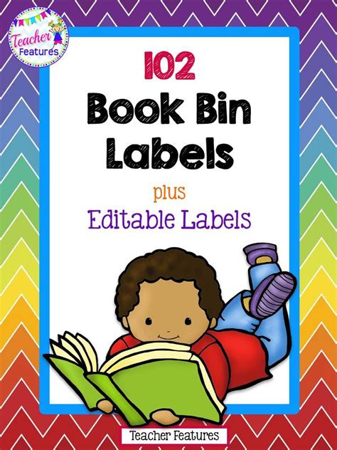 Rainbow Chevron Book Bin Labels For Classroom Library Editable Book