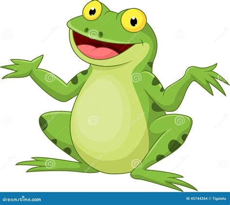 Funny Cartoon Green Frog Stock Vector Image 45744264
