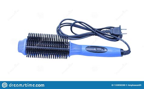 Blue Electric Hair Massage Brush Plastic Isolated On White Background