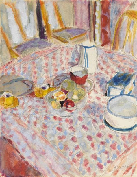 Still Life On A Red Checked Tablecloth Pierre Bonnard Paintings