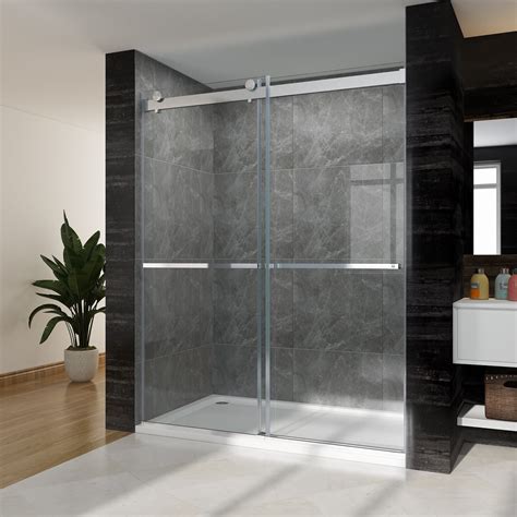 sunny shower double sliding frameless shower door 60 in w x 76 in h upgrade 3 8 inch clear