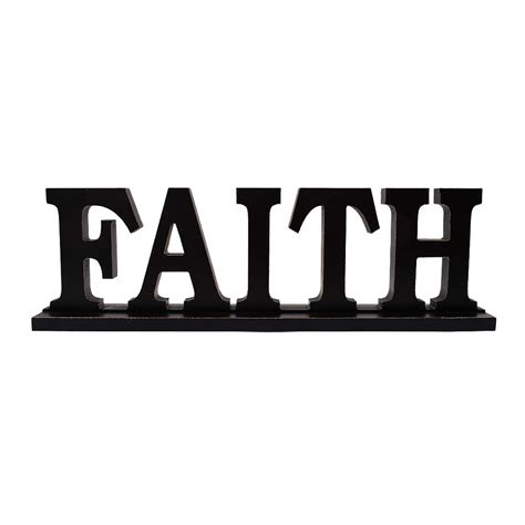 Buy Linfevisi Black Wood Faith Sign Standing Block Letters Sign Rustic