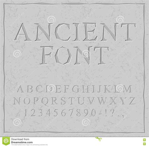 Ancient Font Carved On Stone Plate Alphabet Prehistoric Alphabet