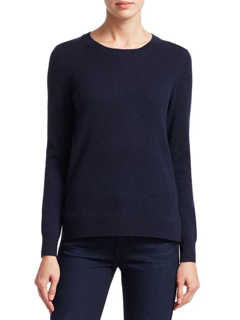 Saks Fifth Avenue Collection Cashmere Roundneck Sweater In Blue Lyst