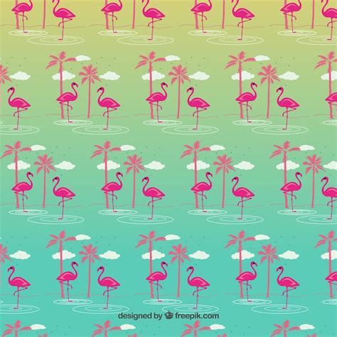 Tropical Pattern With Flamingos Free Vector