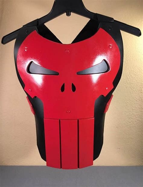 Punisher Chest Vest Armor Marvel Red Skull Cosplay Costume Etsy
