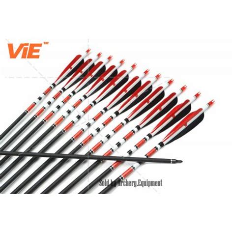 12 Pcs 30 Inch Spine 400 Pure Carbon Shaft Arrows With Tpu Material Vane
