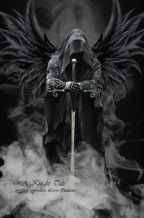 Angel Of Death Black Wings Hooded Face Sword Grim Reaper Tattoo