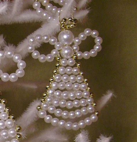Pearl Bead Angel Ornament Etsy Kickstandproductions Etsy Beaded Angels Beaded Ornaments Diy
