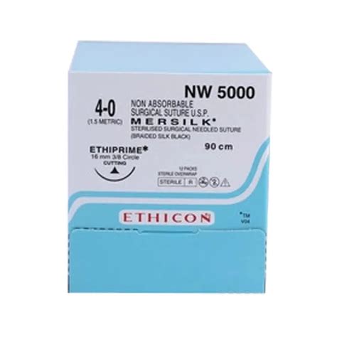 Ethicon Mersilk 4 0 Black Braided Suture1 90cm Nw5000 Pack Of 12