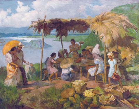 Fernando Amorsolo Dinner In The Sun 1938 Philippine Art Filipino
