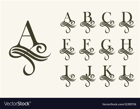 Vintage Set1 Capital Letter For Monograms And Vector Image